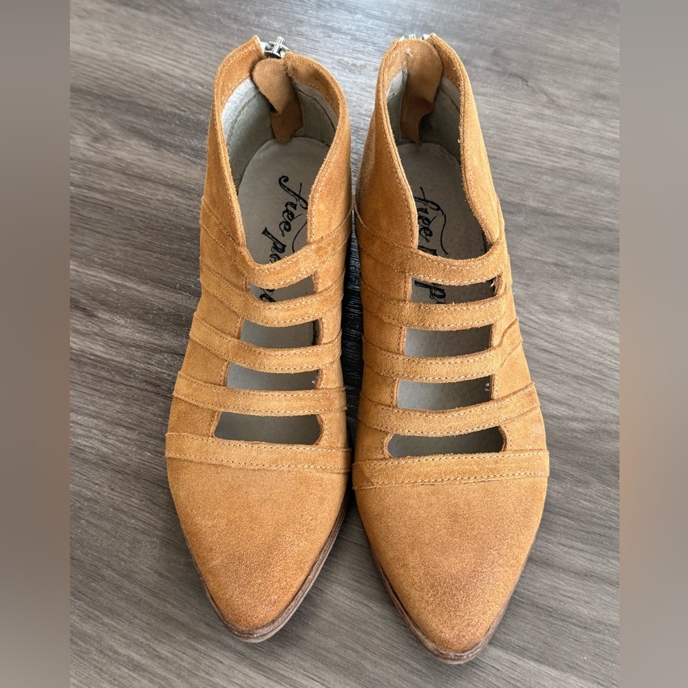 Free People Swept Away Tan Leather Ankle Booties